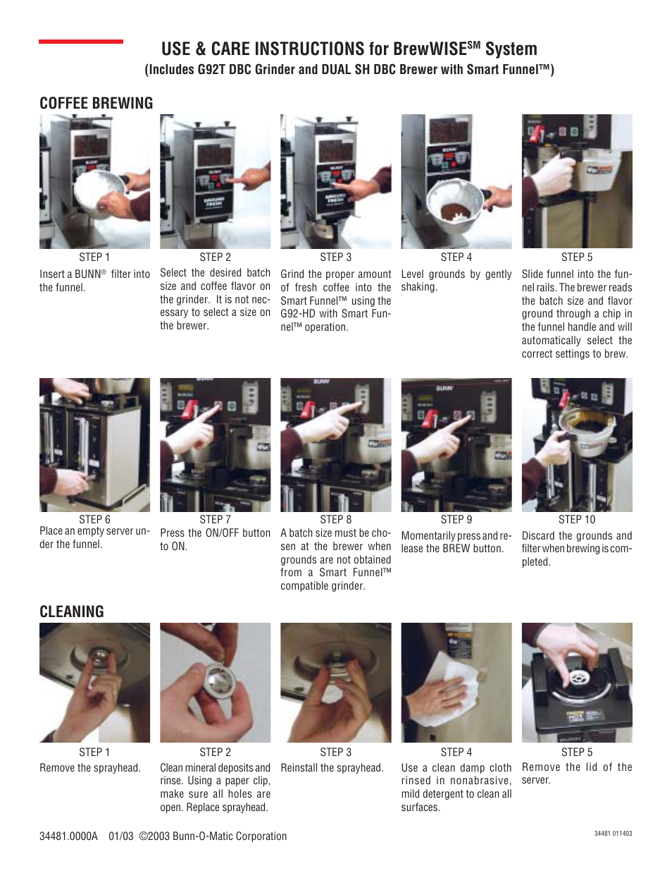 Bunn G92T User Manual | 2 pages