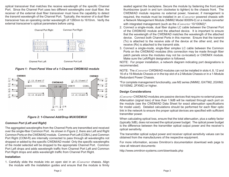 Omnitron Systems Technology iConverter Single-Fiber CWDM/AD User Manual | Page 2 / 2