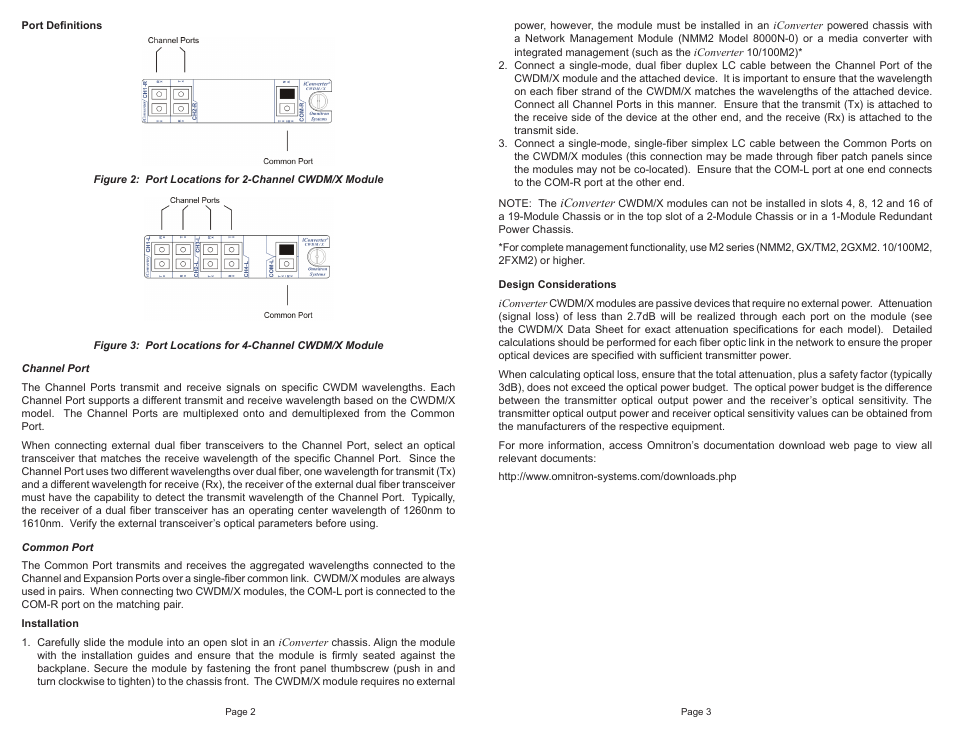 Omnitron Systems Technology iConverter CWDM/X 2 and 4 Channel Single-Fiber MUX/DEMUX User Manual | Page 2 / 2