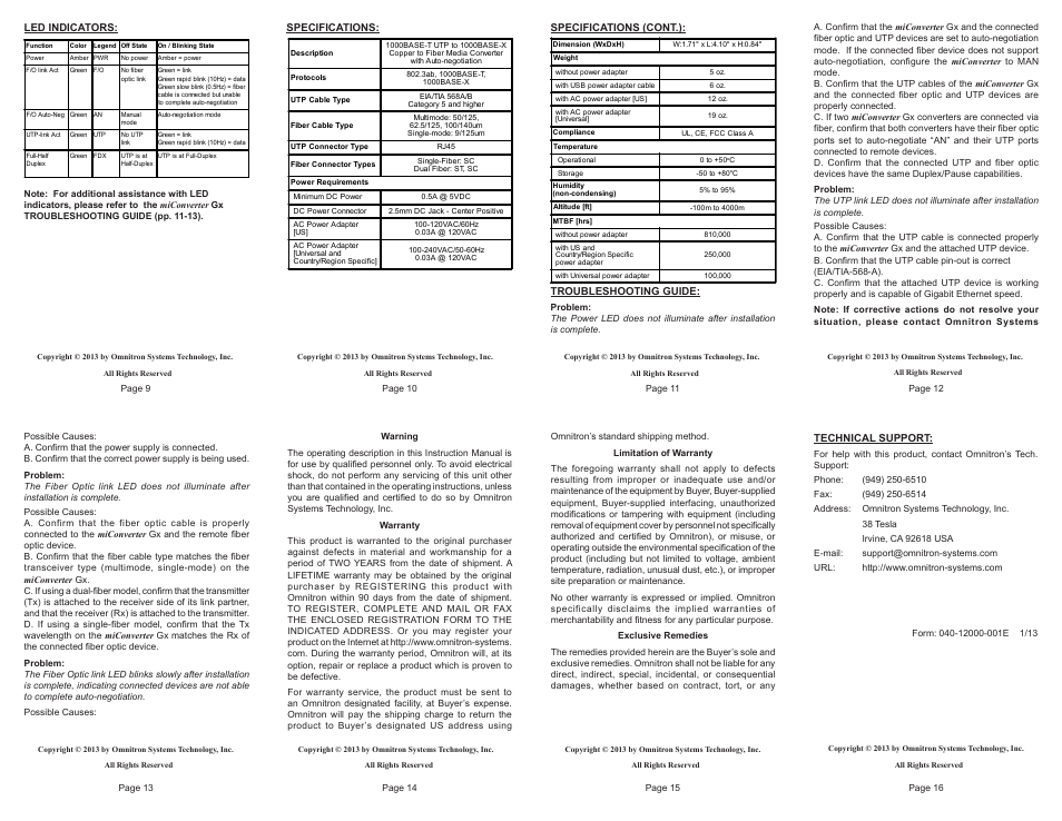 Omnitron Systems Technology miConverter GX User Manual | Page 2 / 2