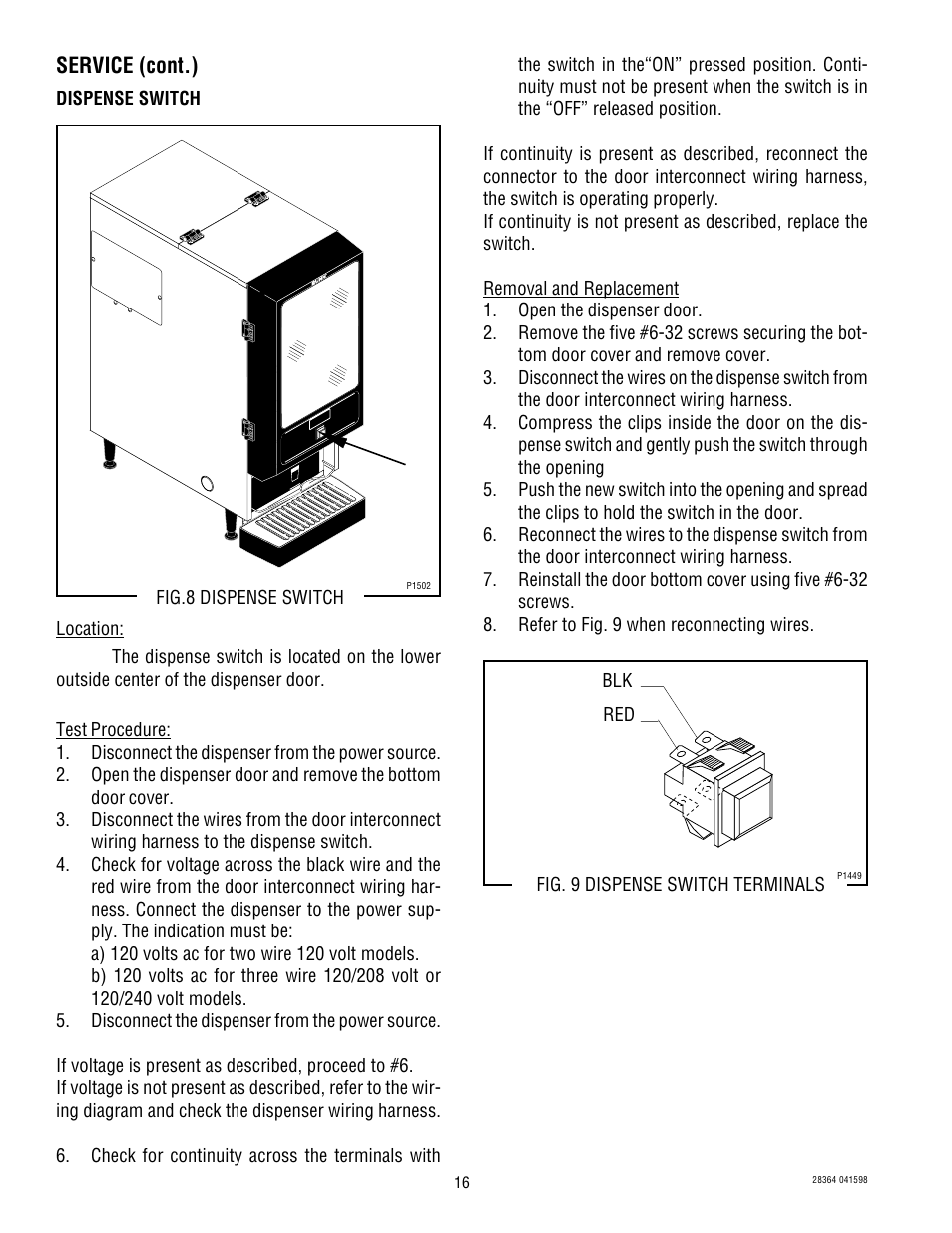 Service (cont.), Blk red | Bunn FMD-1 User Manual | Page 16 / 30