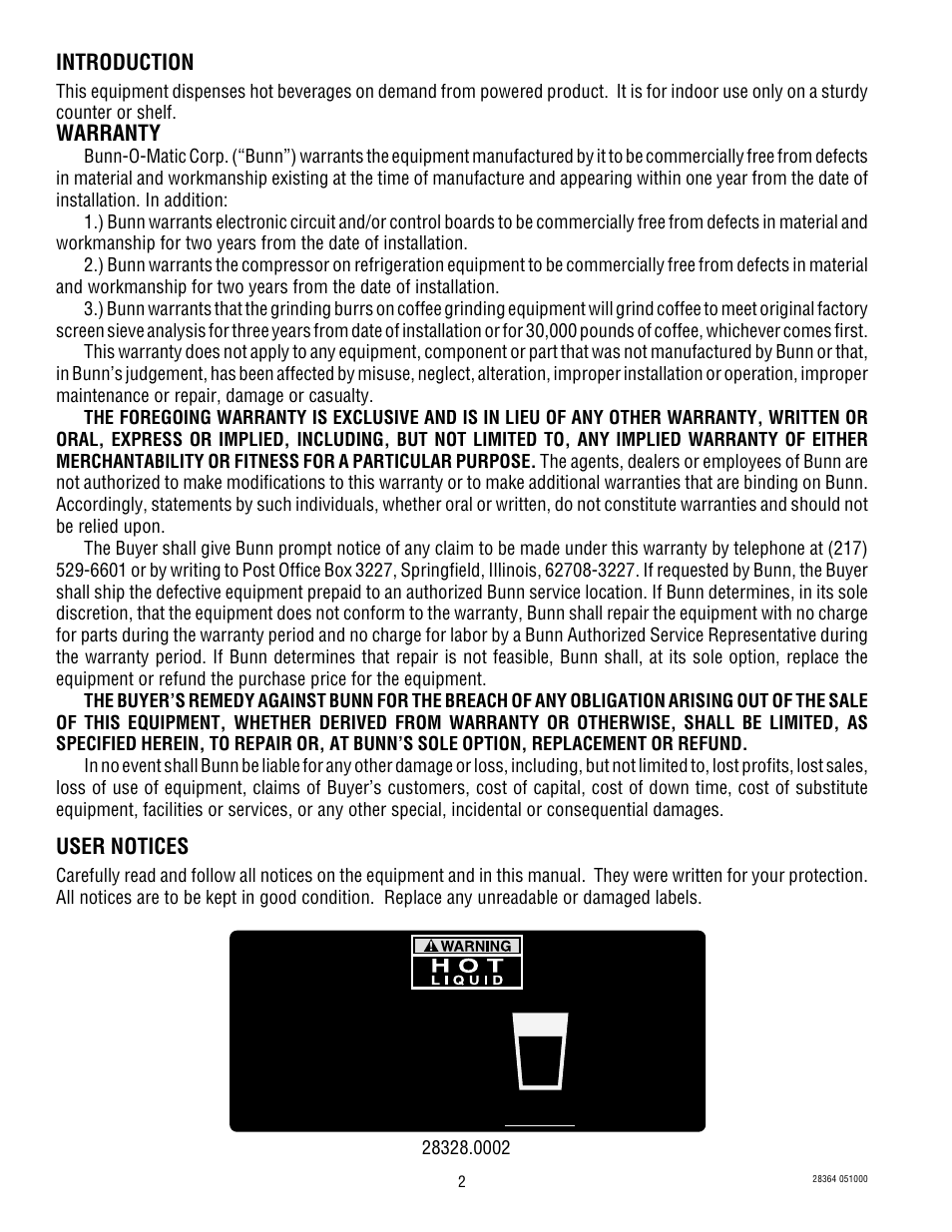 Bunn FMD-1 User Manual | Page 2 / 30