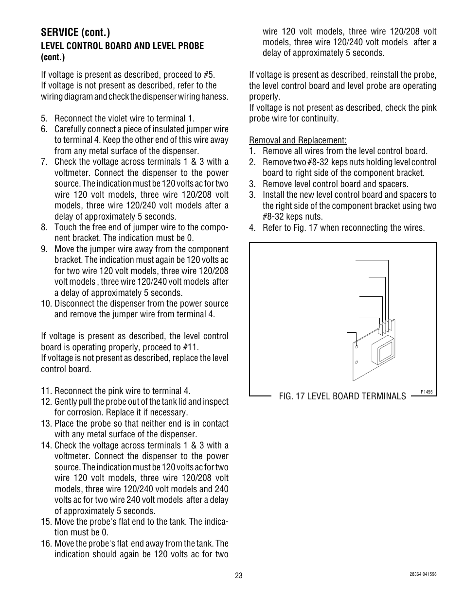 Service (cont.) | Bunn FMD-1 User Manual | Page 23 / 30