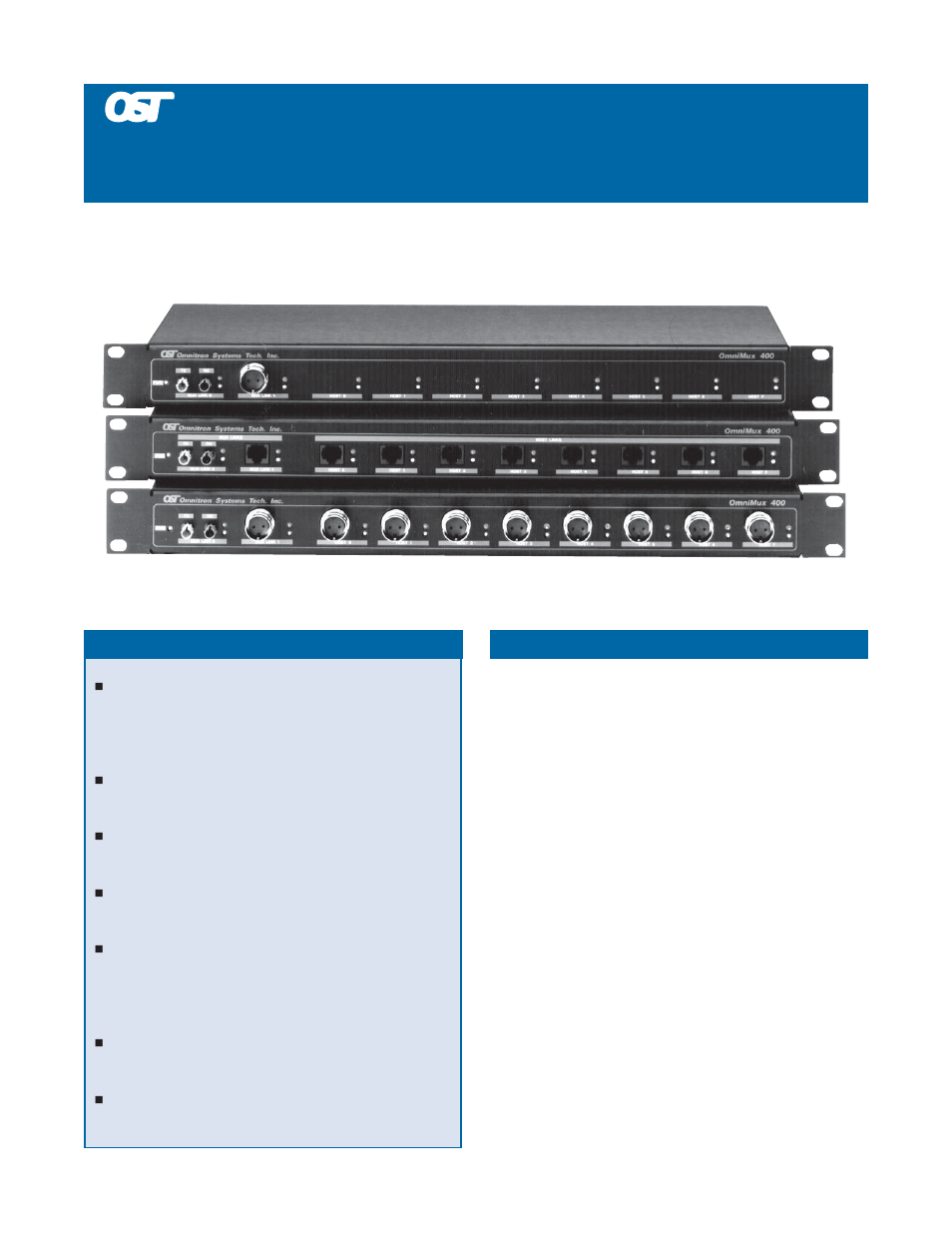 Omnitron Systems Technology OmniMux 400 User Manual | 4 pages