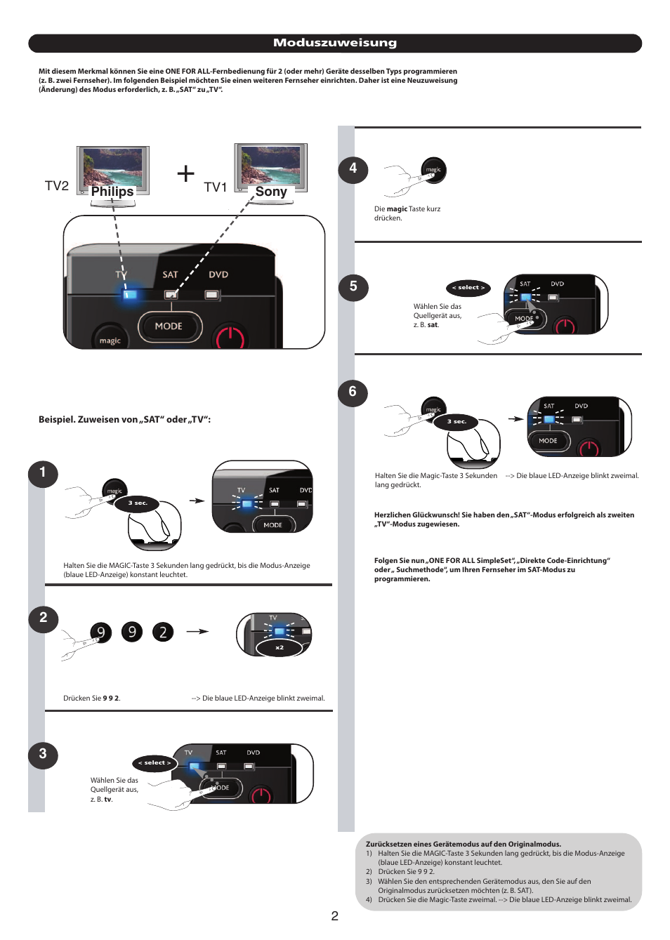 Philips sony tv1 tv2 | One for All URC-7130 Essence 3 User Manual | Page 100 / 193