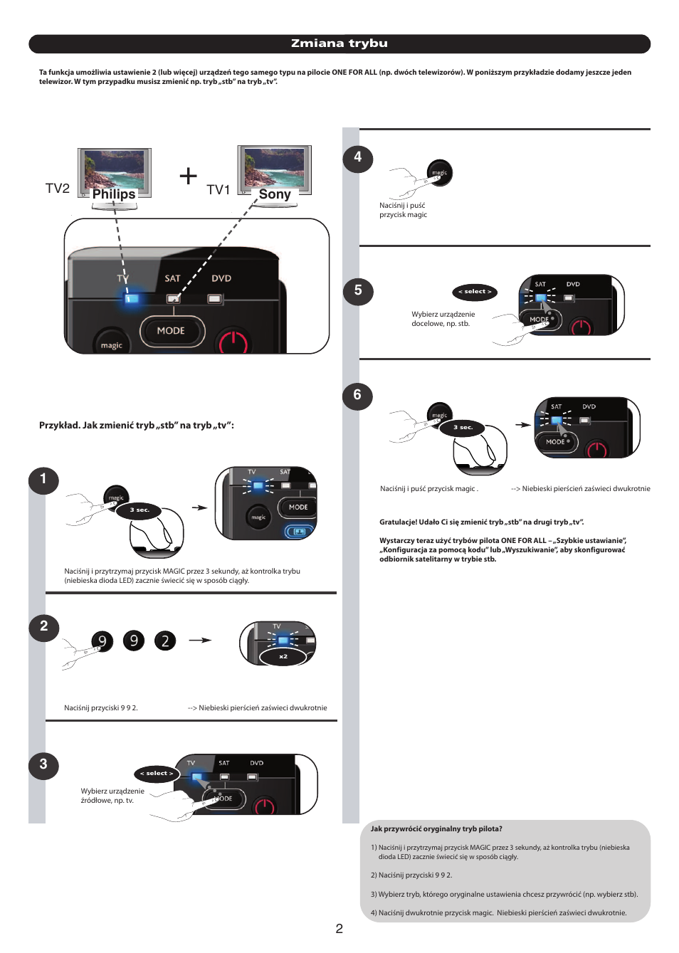 Philips sony tv1 tv2 | One for All URC-7130 Essence 3 User Manual | Page 130 / 193