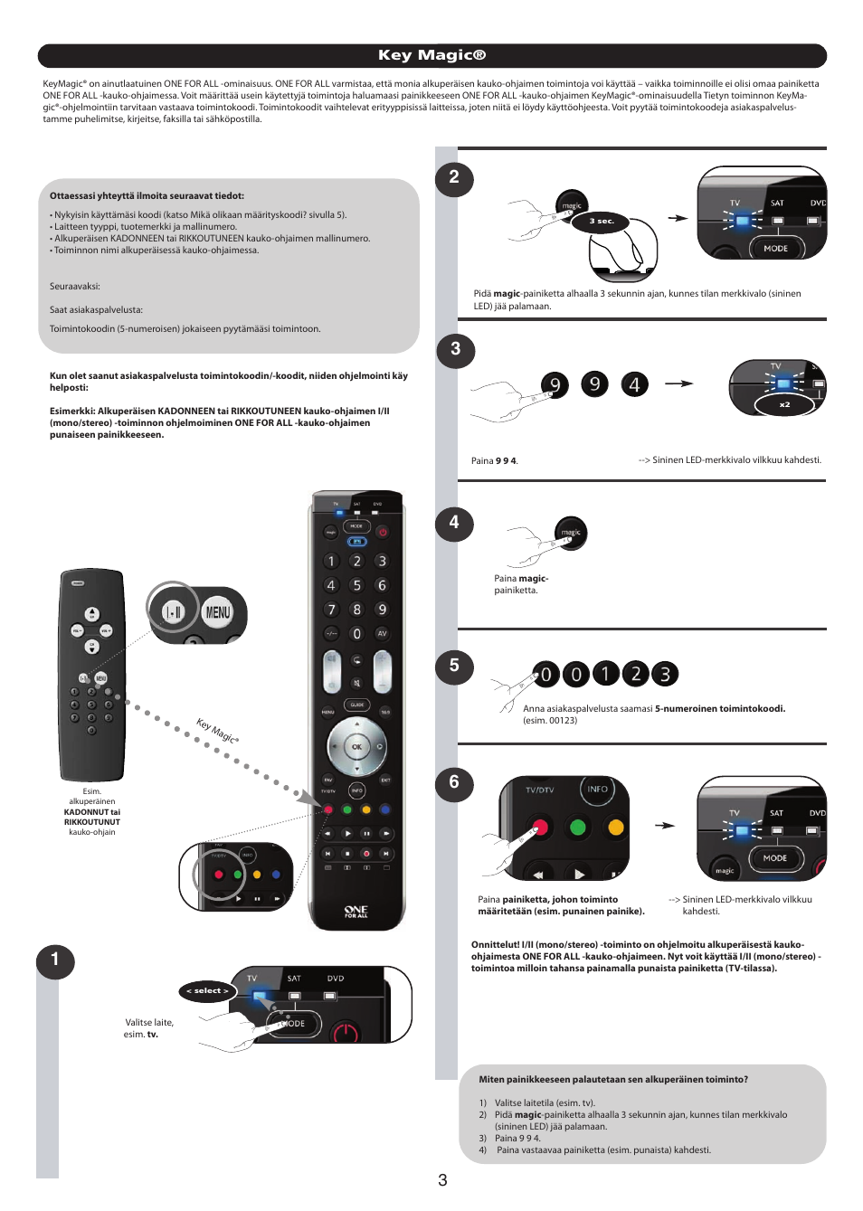 Key magic | One for All URC-7130 Essence 3 User Manual | Page 166 / 193