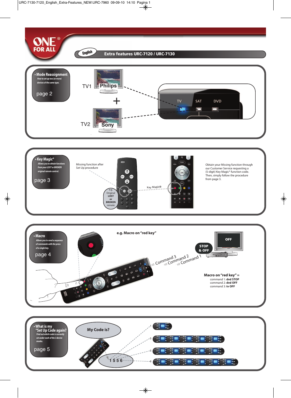 Page 2, Philips sony tv1 tv2, Page 3 page 4 page 5 | One for All URC-7130 Essence 3 User Manual | Page 94 / 193