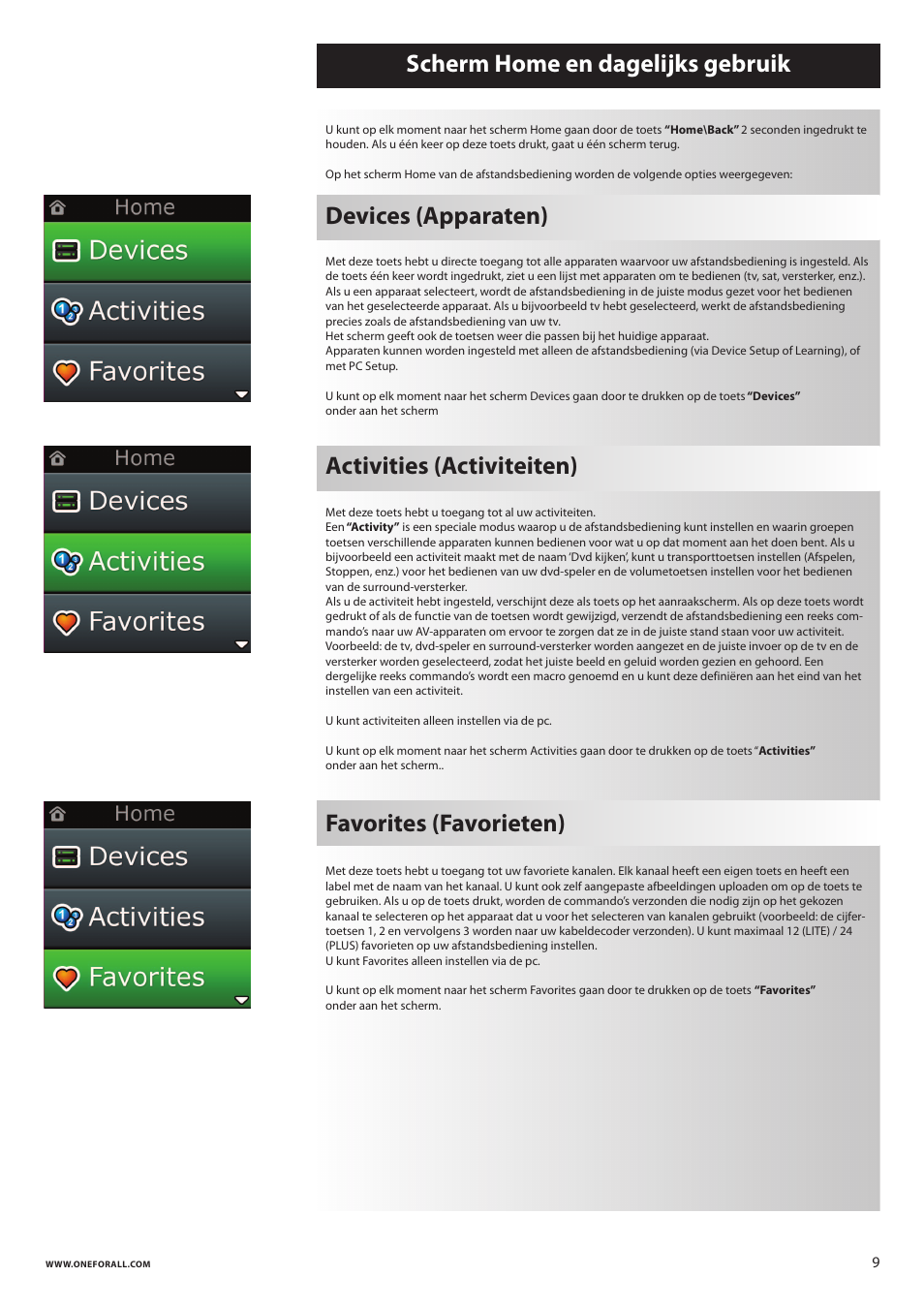 Devices (apparaten), Activities (activiteiten) | One for All URC 8620 Xsight Plus User Manual | Page 112 / 290