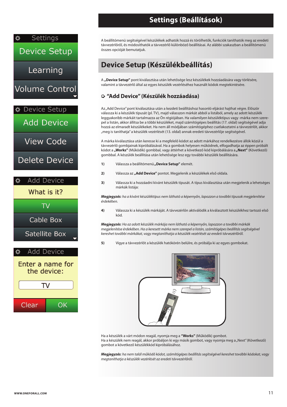 Add device” (készülék hozzáadása) | One for All URC 8620 Xsight Plus User Manual | Page 165 / 290