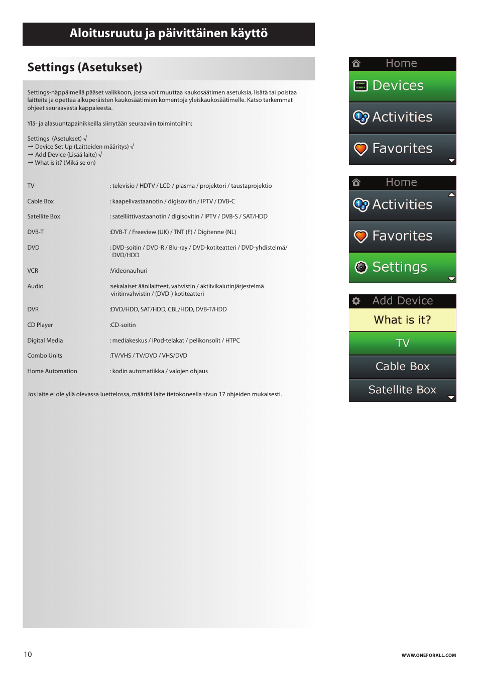 One for All URC 8620 Xsight Plus User Manual | Page 232 / 290