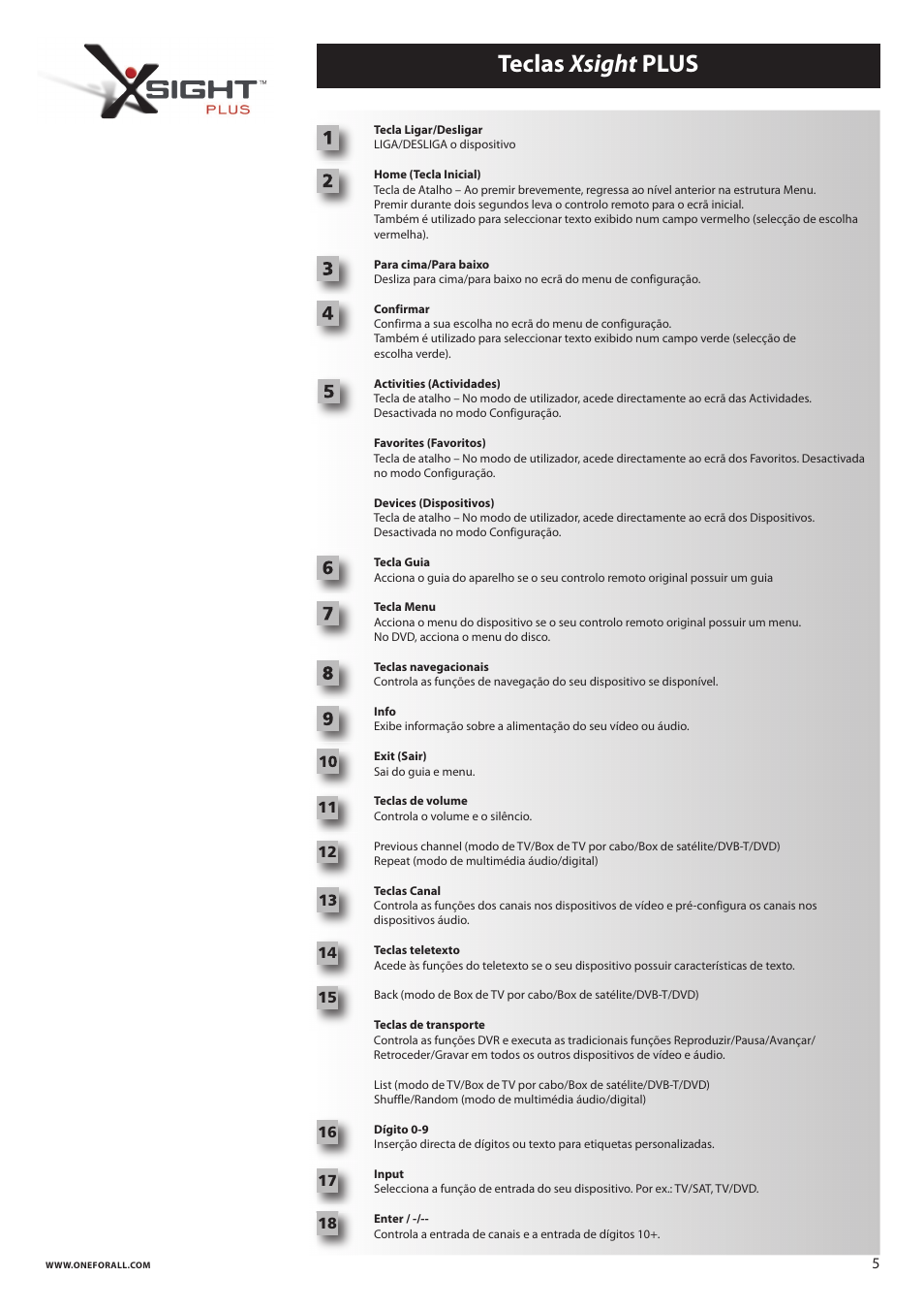 Teclas xsight plus | One for All URC 8620 Xsight Plus User Manual | Page 91 / 290