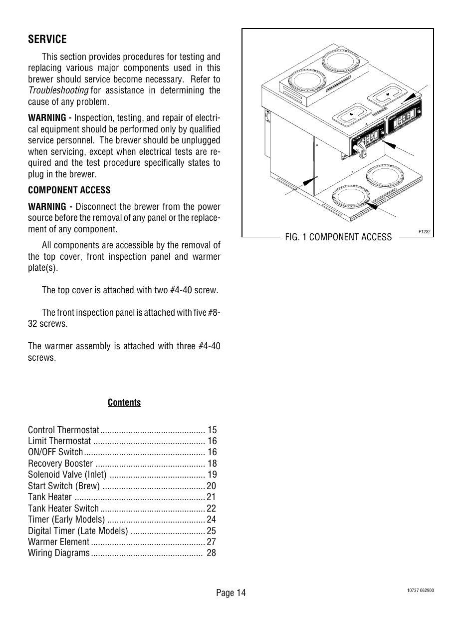 Service | Bunn CWTF TWIN-APS User Manual | Page 14 / 34