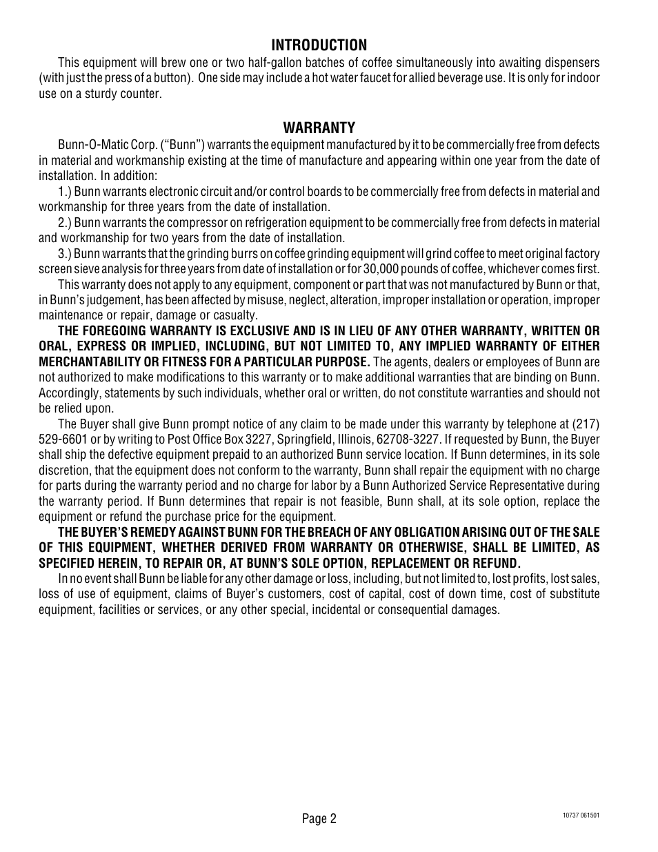Bunn CWTF TWIN-APS User Manual | Page 2 / 34