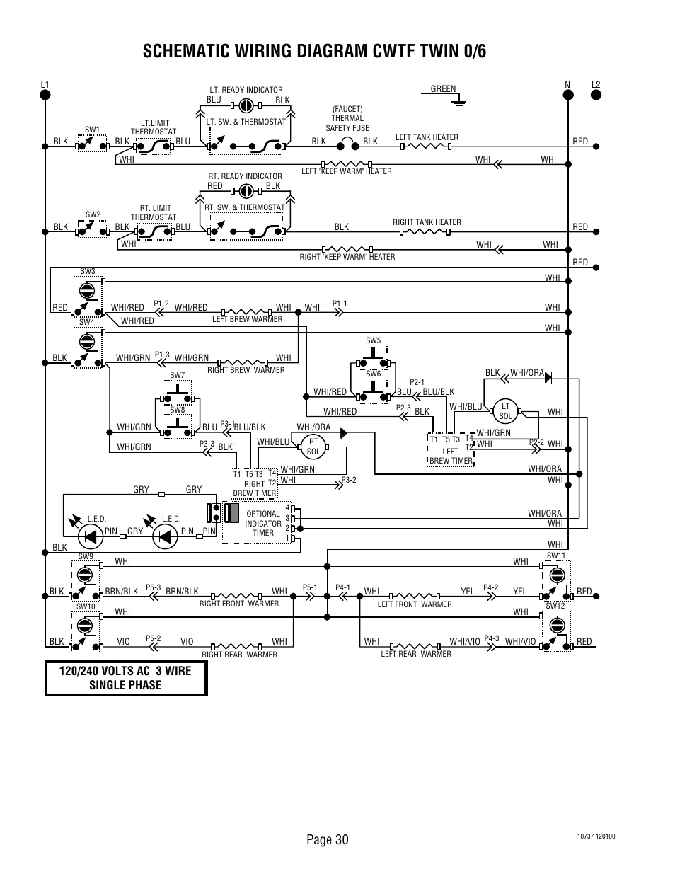 Schematic wiring diagram cwtf twin 0/6, Page 30 | Bunn CWTF TWIN-APS User Manual | Page 30 / 34
