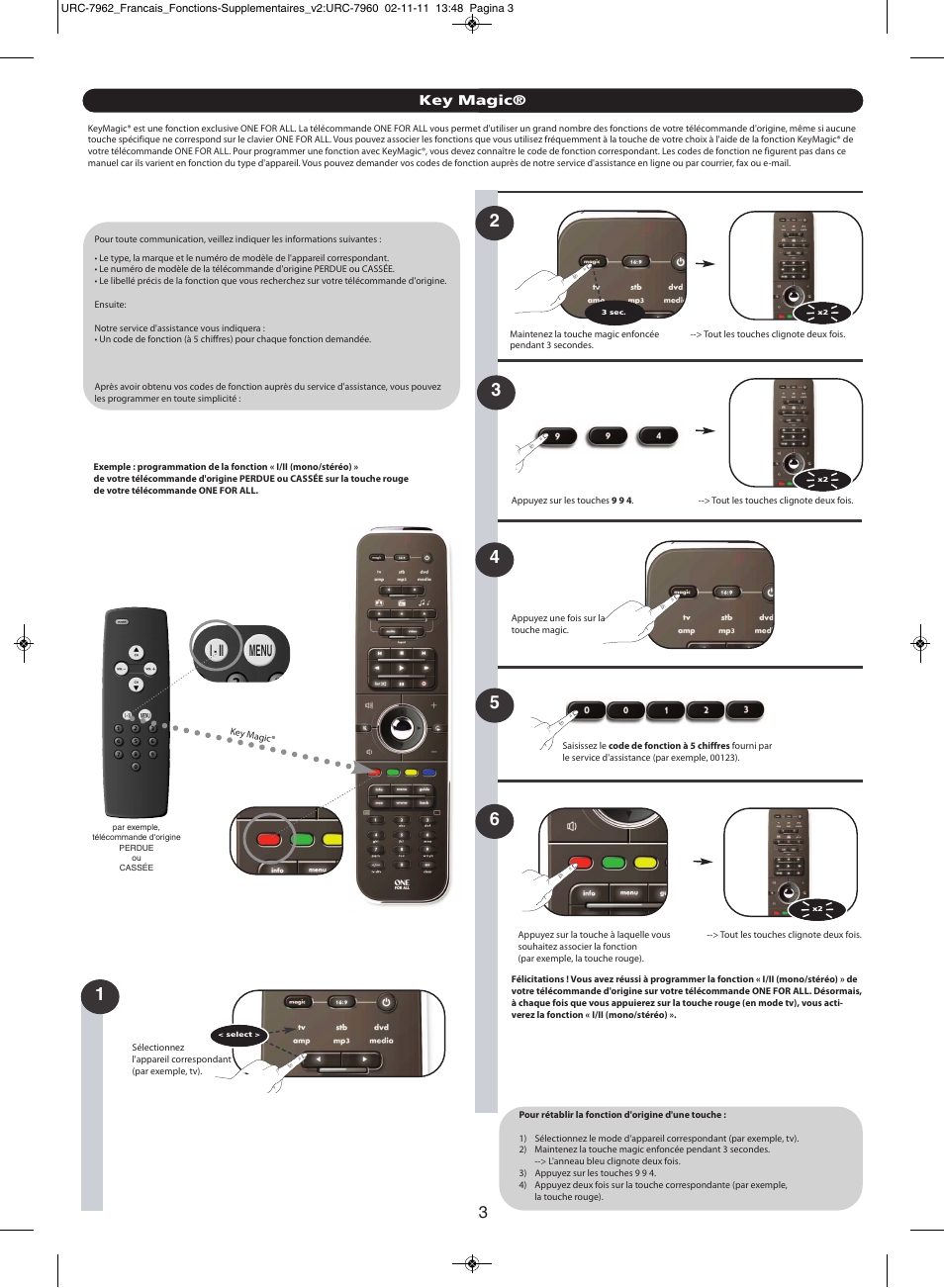 Key magic | One for All URC 7962 Smart Control Motion - Extra features manual User Manual | Page 10 / 64