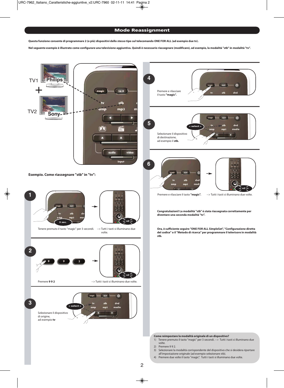 Philips sony tv1 tv2 | One for All URC 7962 Smart Control Motion - Extra features manual User Manual | Page 15 / 64