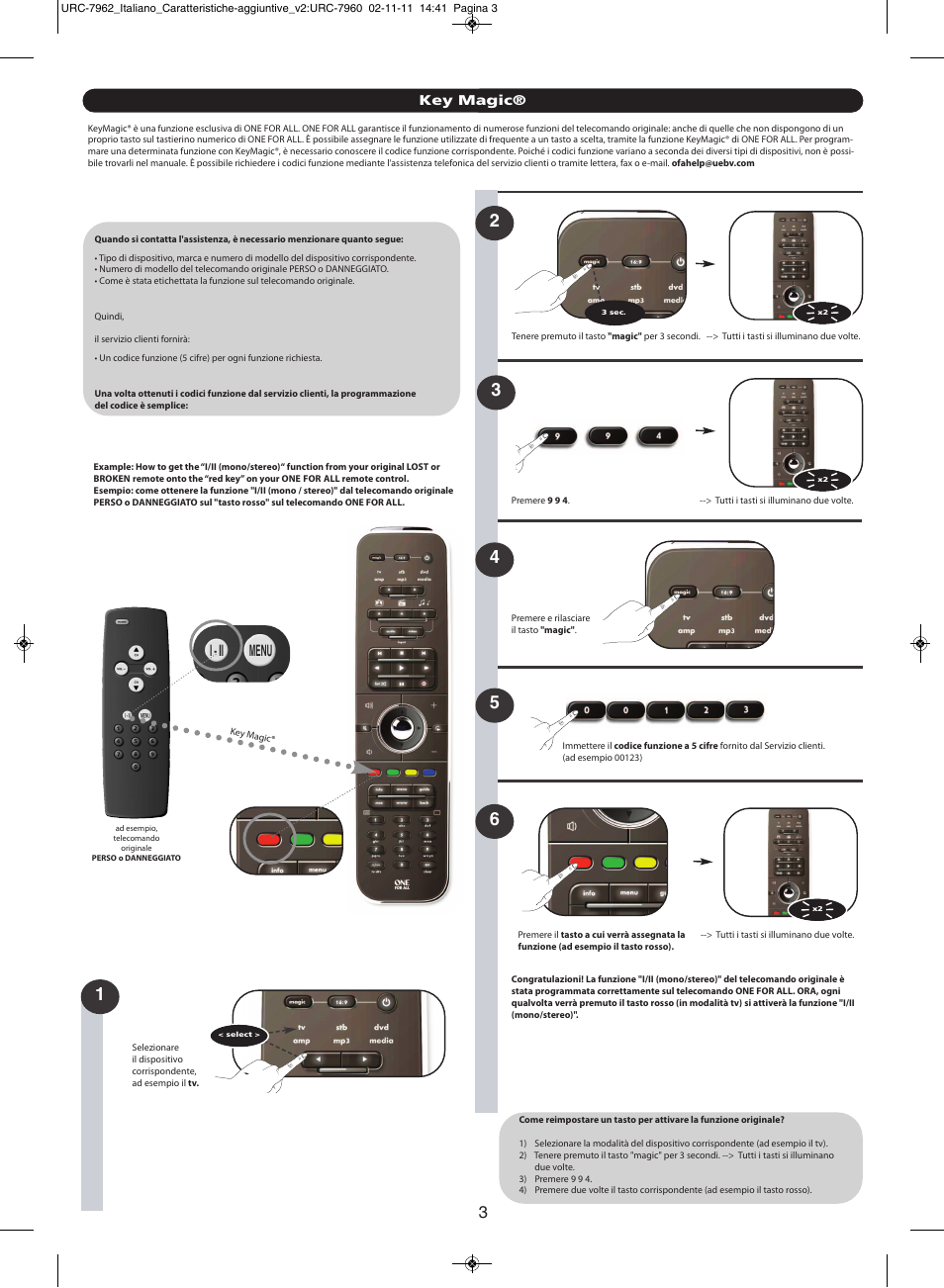 Key magic | One for All URC 7962 Smart Control Motion - Extra features manual User Manual | Page 16 / 64