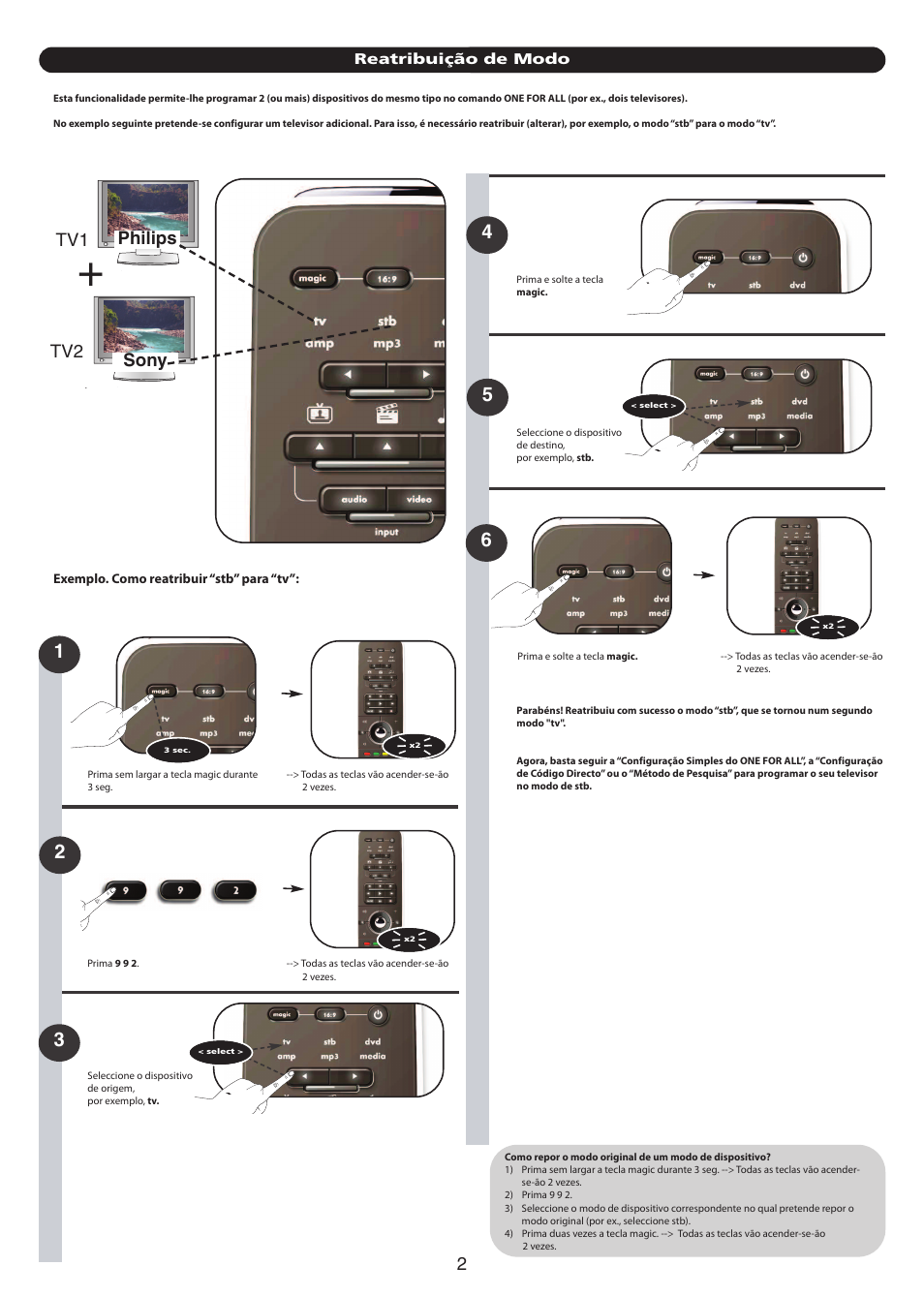 Philips sony tv1 tv2 | One for All URC 7962 Smart Control Motion - Extra features manual User Manual | Page 18 / 64