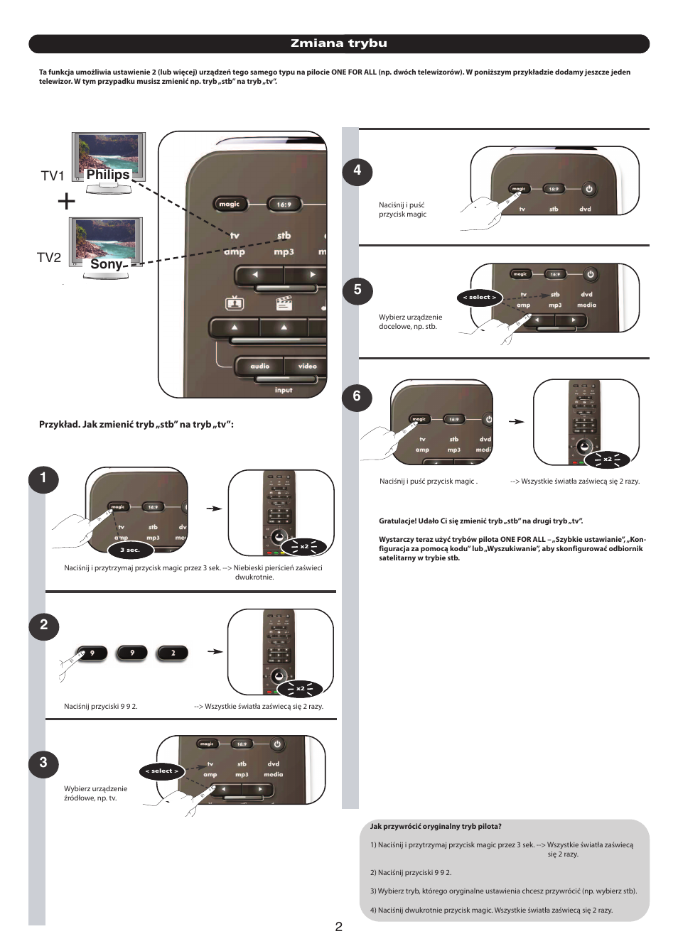 Philips sony tv1 tv2 | One for All URC 7962 Smart Control Motion - Extra features manual User Manual | Page 24 / 64