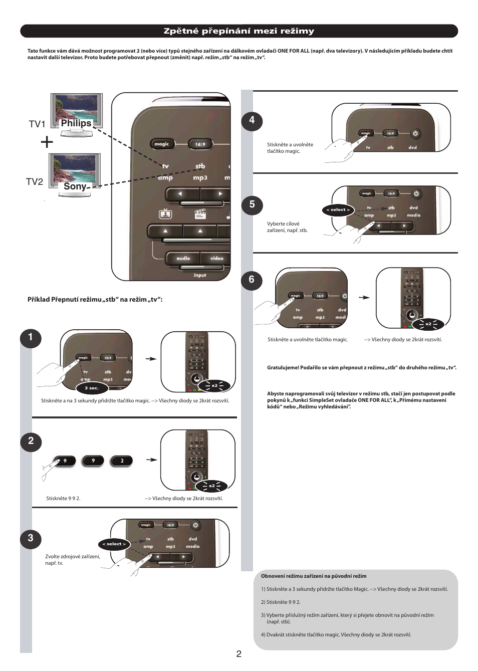 Philips sony tv1 tv2 | One for All URC 7962 Smart Control Motion - Extra features manual User Manual | Page 27 / 64