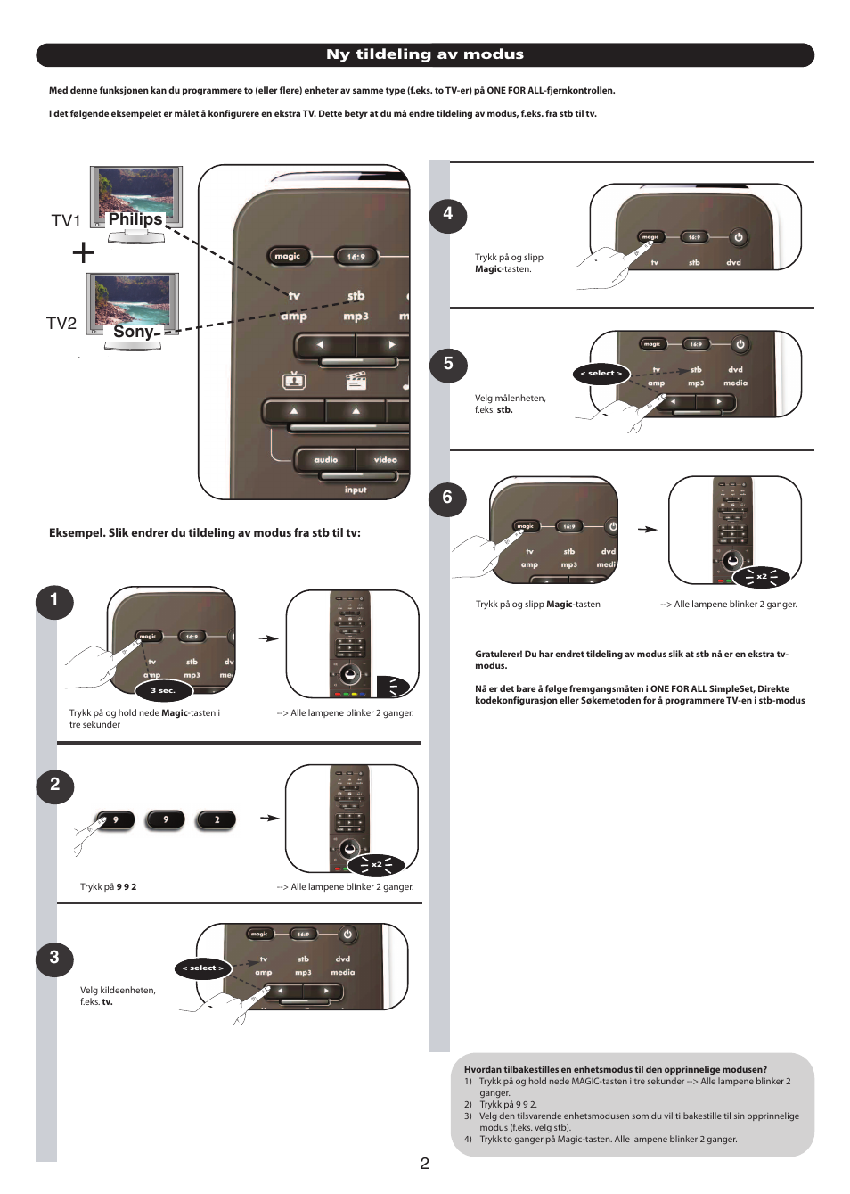 Philips sony tv1 tv2 | One for All URC 7962 Smart Control Motion - Extra features manual User Manual | Page 42 / 64