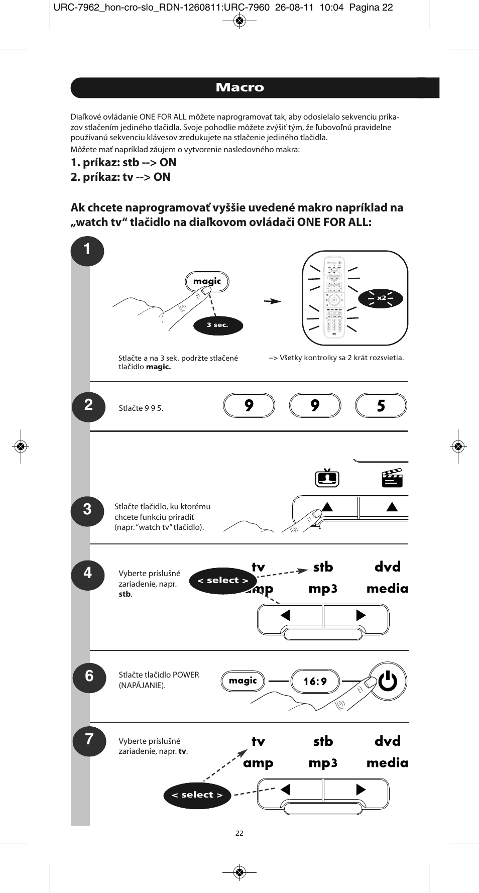 Macro | One for All URC 7962 Smart Control Motion - Manual and Code list User Manual | Page 127 / 196