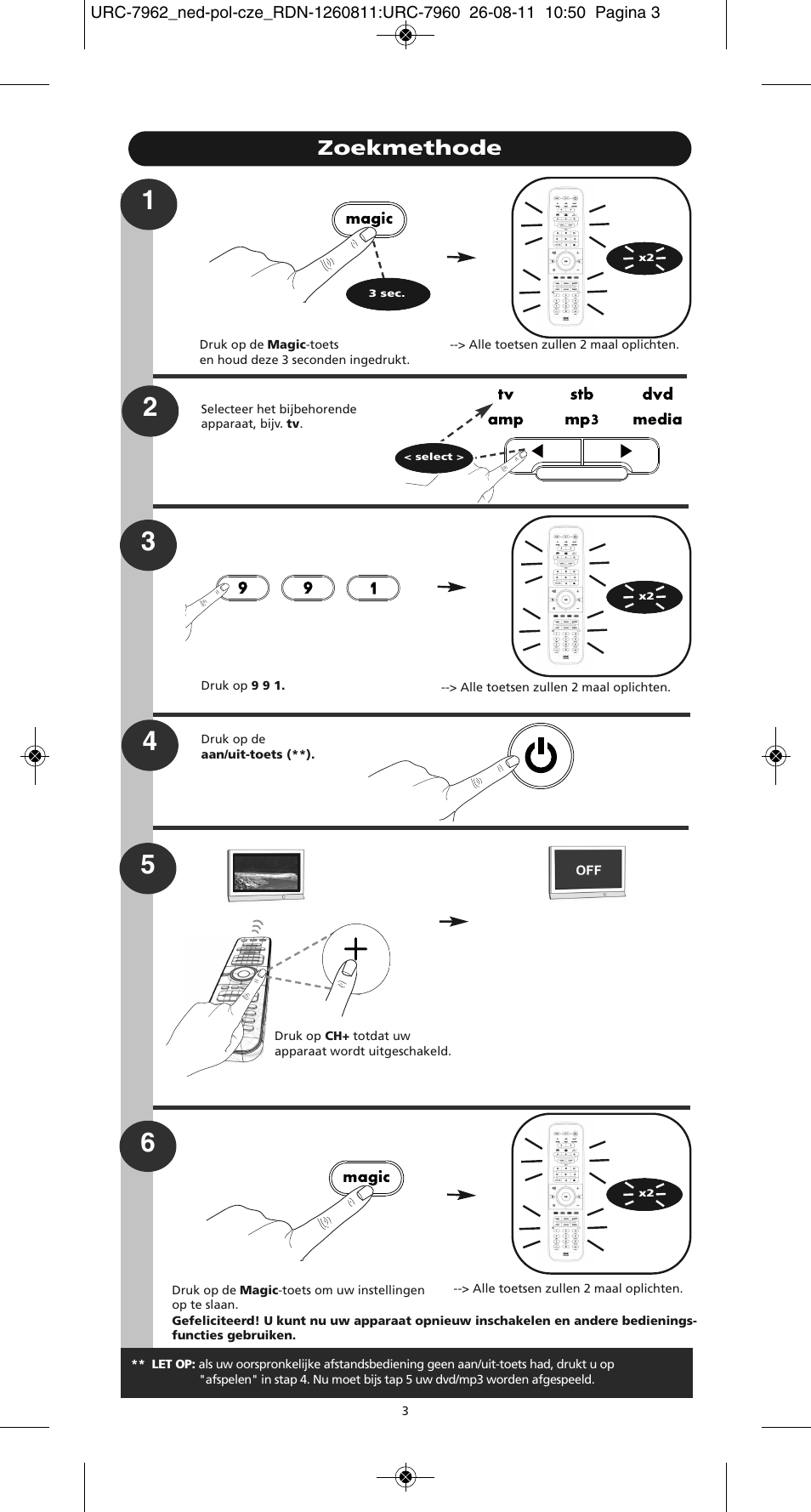 Zoekmethode | One for All URC 7962 Smart Control Motion - Manual and Code list User Manual | Page 132 / 196