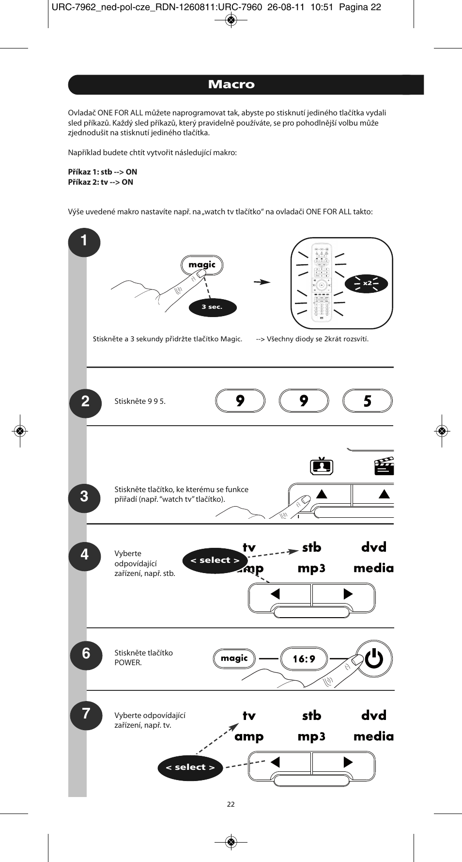 Macro | One for All URC 7962 Smart Control Motion - Manual and Code list User Manual | Page 151 / 196