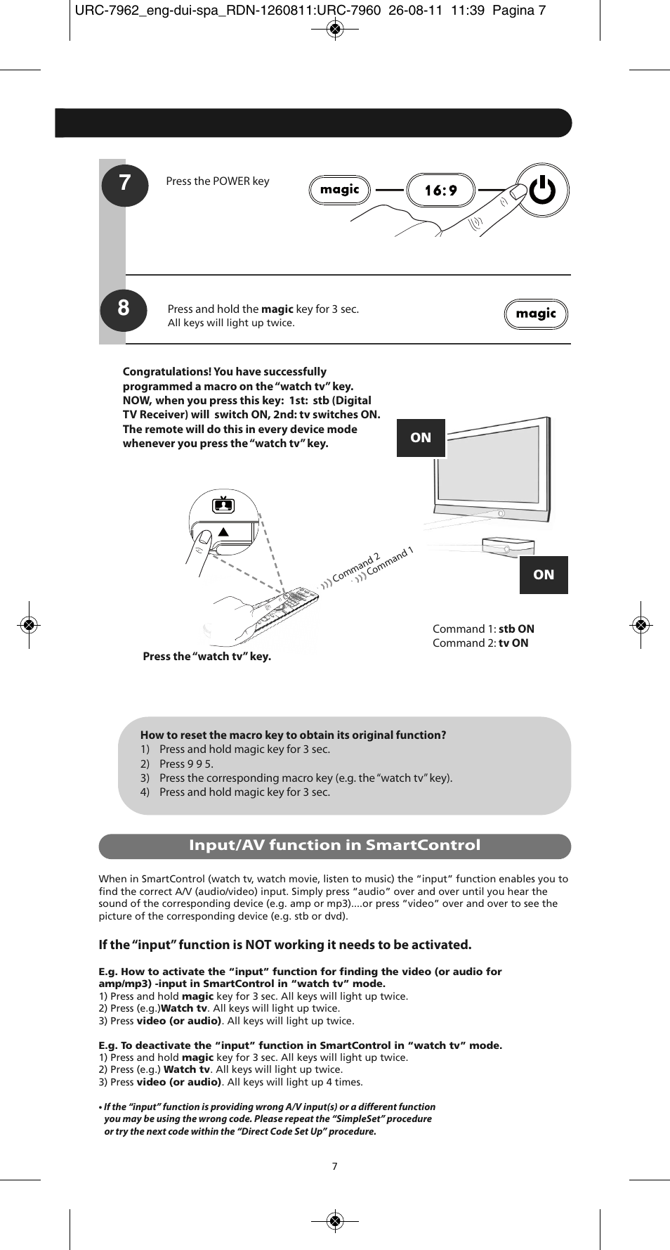 Input/av function in smartcontrol | One for All URC 7962 Smart Control Motion - Manual and Code list User Manual | Page 16 / 196