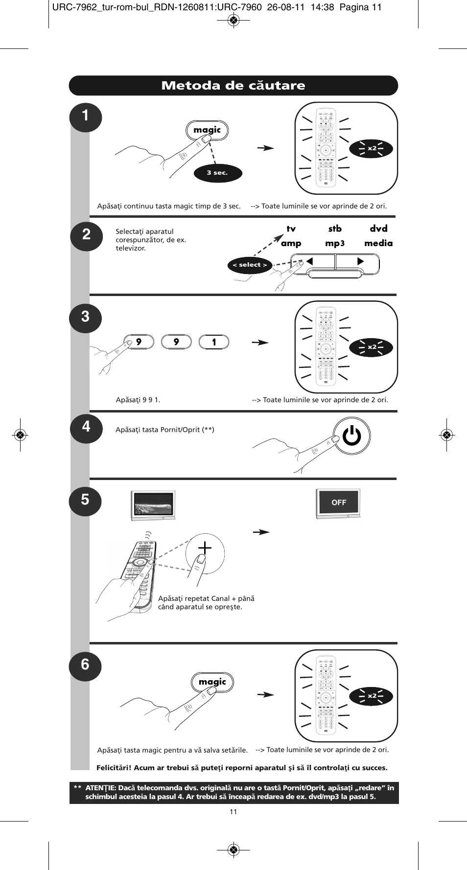 Metoda de căutare | One for All URC 7962 Smart Control Motion - Manual and Code list User Manual | Page 164 / 196