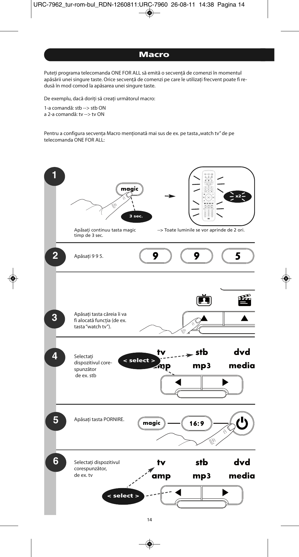 Macro | One for All URC 7962 Smart Control Motion - Manual and Code list User Manual | Page 167 / 196