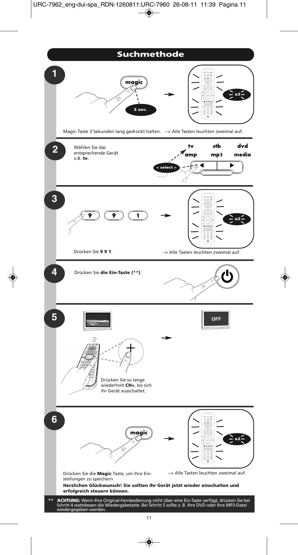 Suchmethode | One for All URC 7962 Smart Control Motion - Manual and Code list User Manual | Page 20 / 196