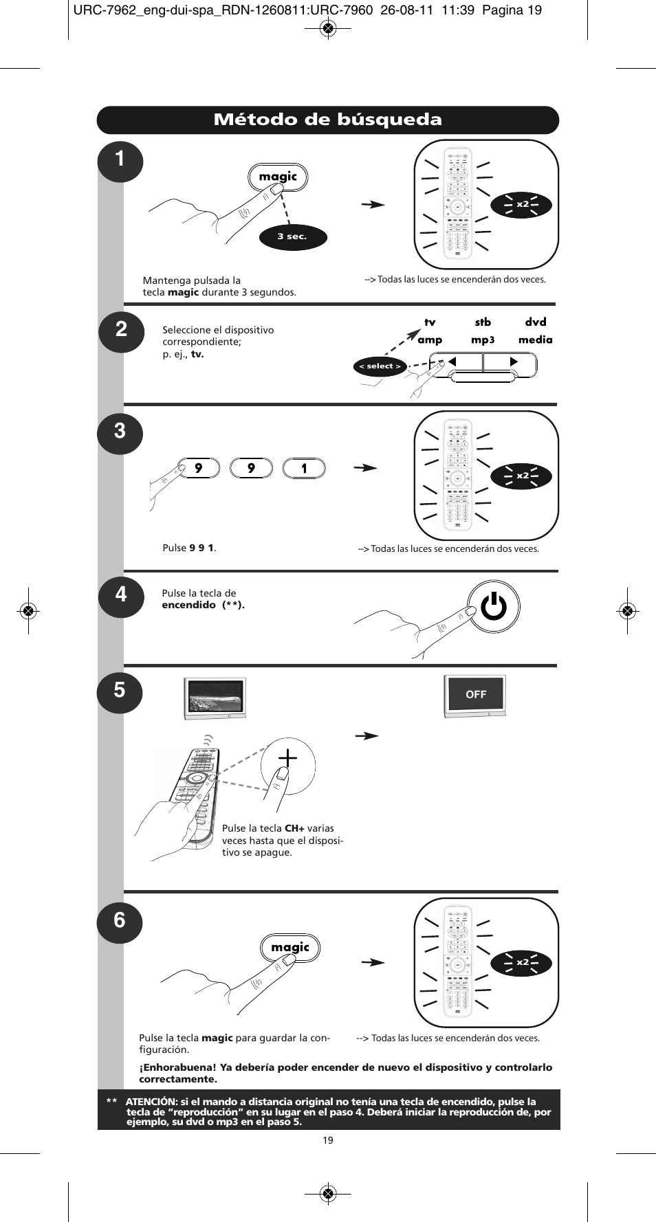 Método de búsqueda | One for All URC 7962 Smart Control Motion - Manual and Code list User Manual | Page 28 / 196