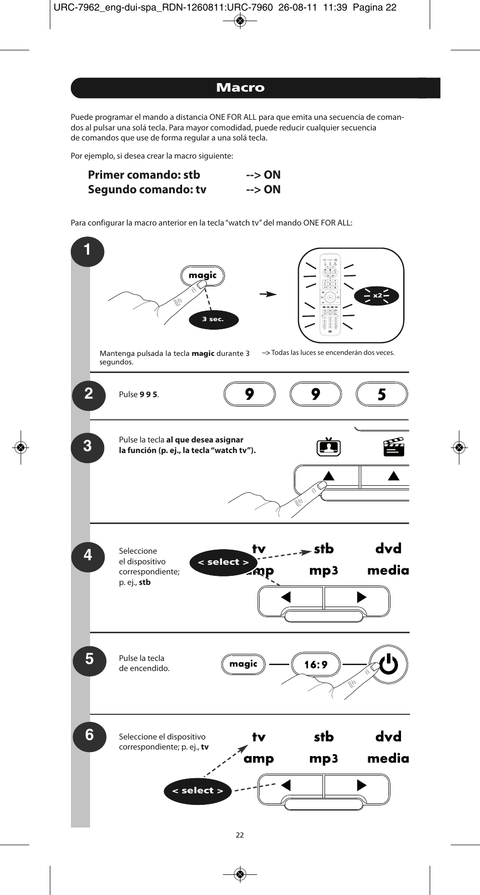 Macro | One for All URC 7962 Smart Control Motion - Manual and Code list User Manual | Page 31 / 196