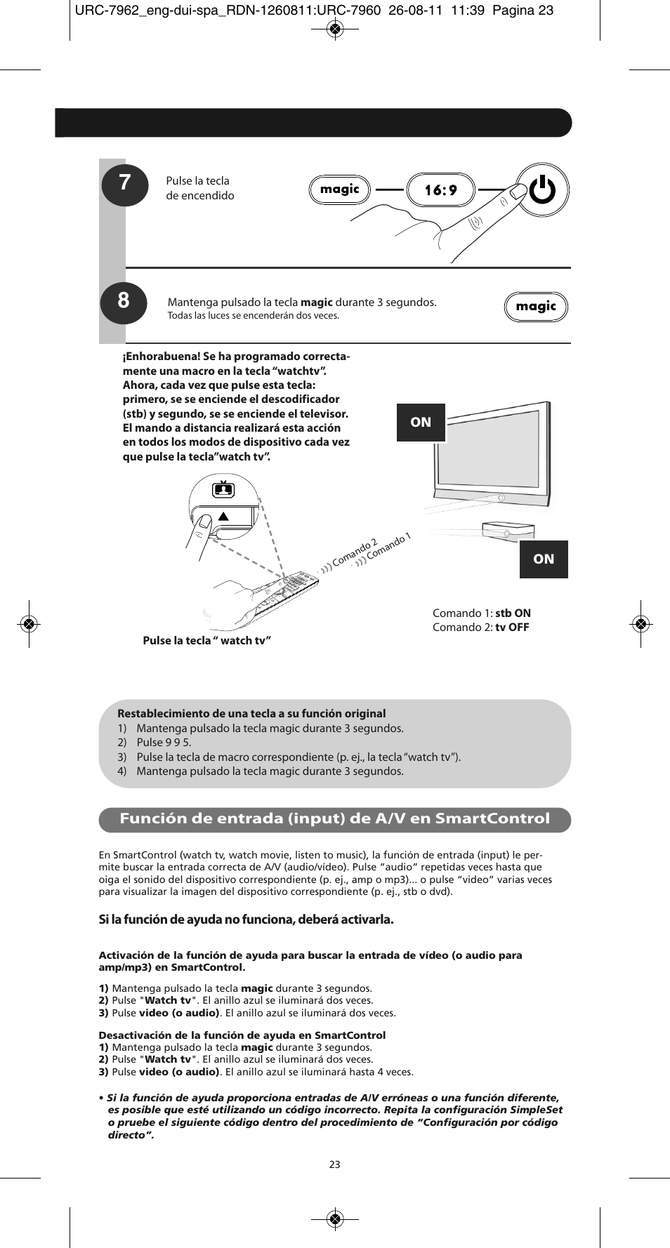 Función de entrada (input) de a/v en smartcontrol | One for All URC 7962 Smart Control Motion - Manual and Code list User Manual | Page 32 / 196