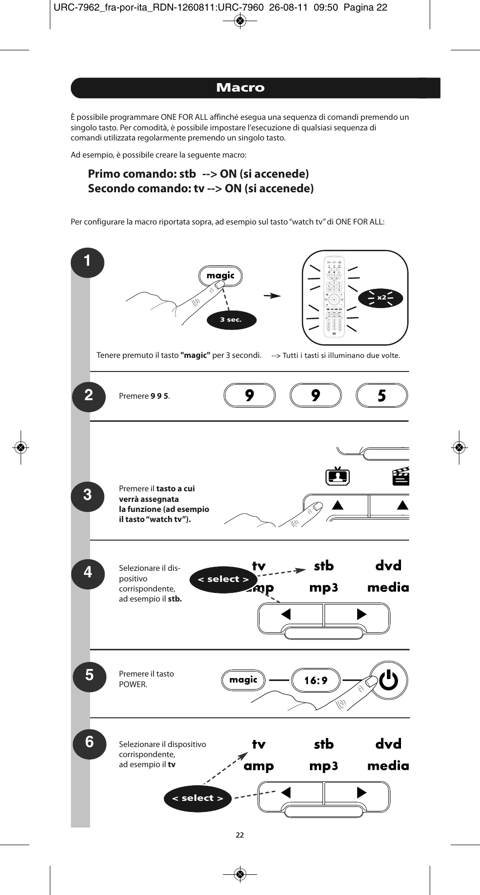 Macro | One for All URC 7962 Smart Control Motion - Manual and Code list User Manual | Page 55 / 196