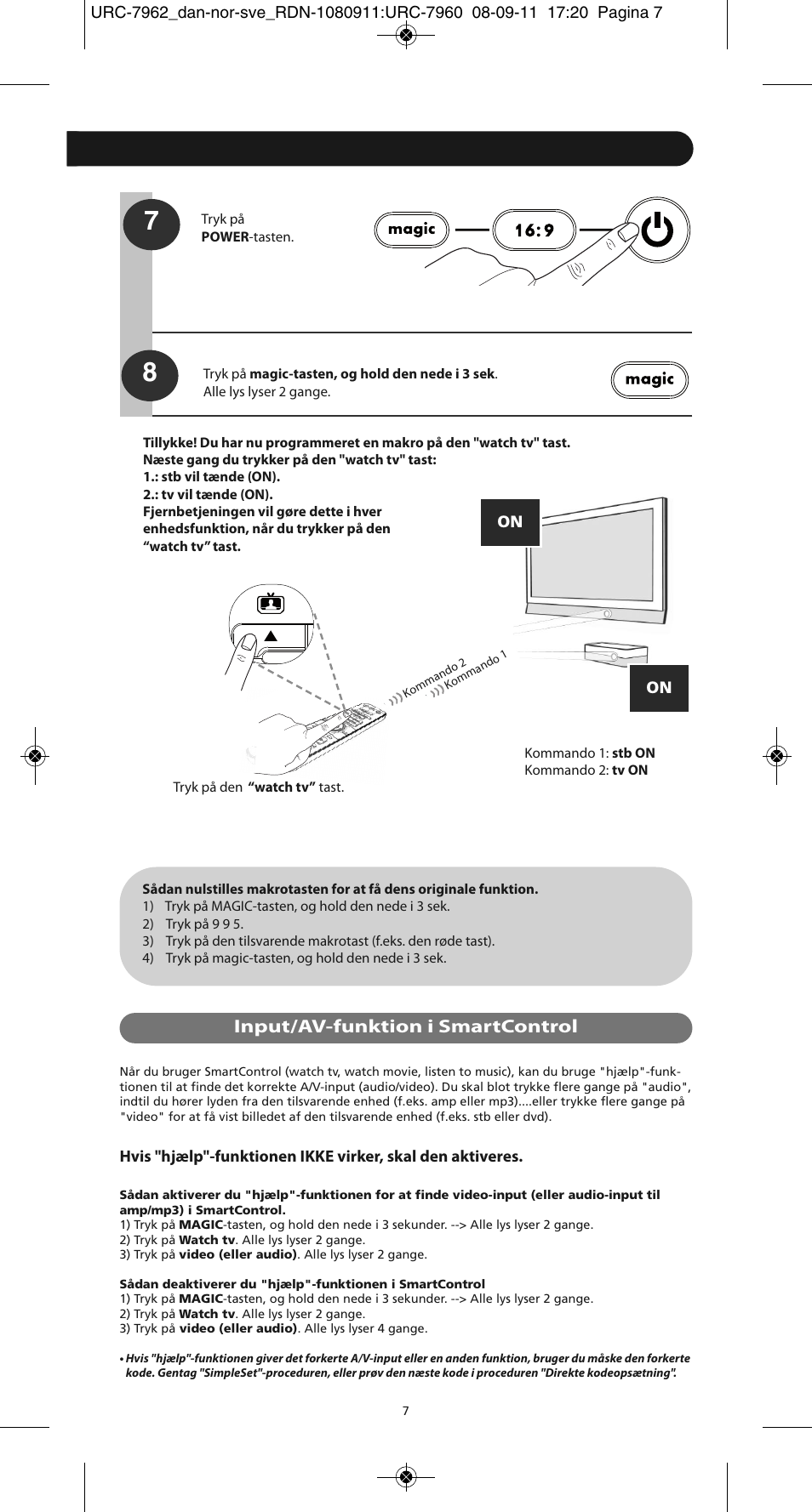 Input/av-funktion i smartcontrol | One for All URC 7962 Smart Control Motion - Manual and Code list User Manual | Page 64 / 196