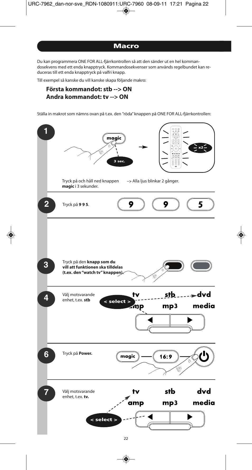 Macro | One for All URC 7962 Smart Control Motion - Manual and Code list User Manual | Page 79 / 196