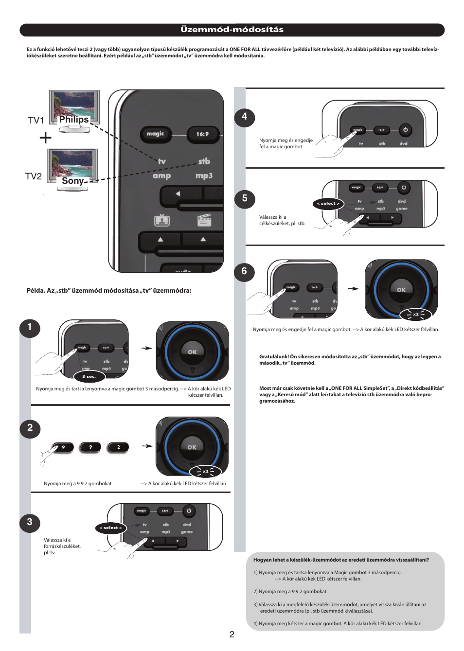 Philips sony tv1 tv2 | One for All URC 7960 Smart Control User Manual | Page 48 / 106