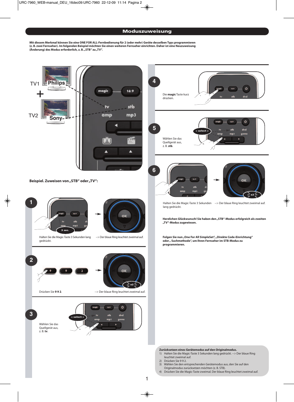 Philips sony tv1 tv2 | One for All URC 7960 Smart Control User Manual | Page 8 / 106