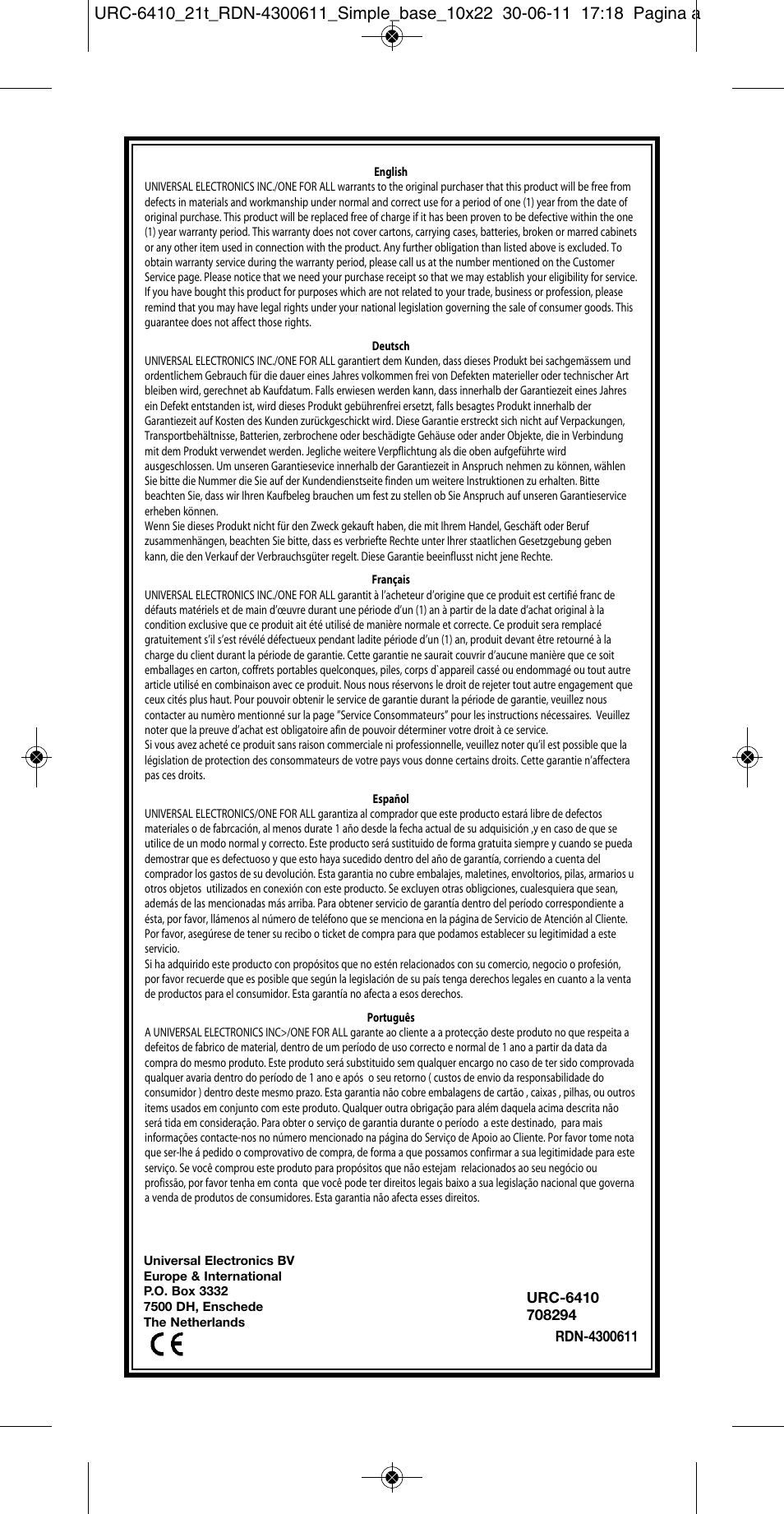 One for All URC 6410 Simple TV User Manual | Page 115 / 120