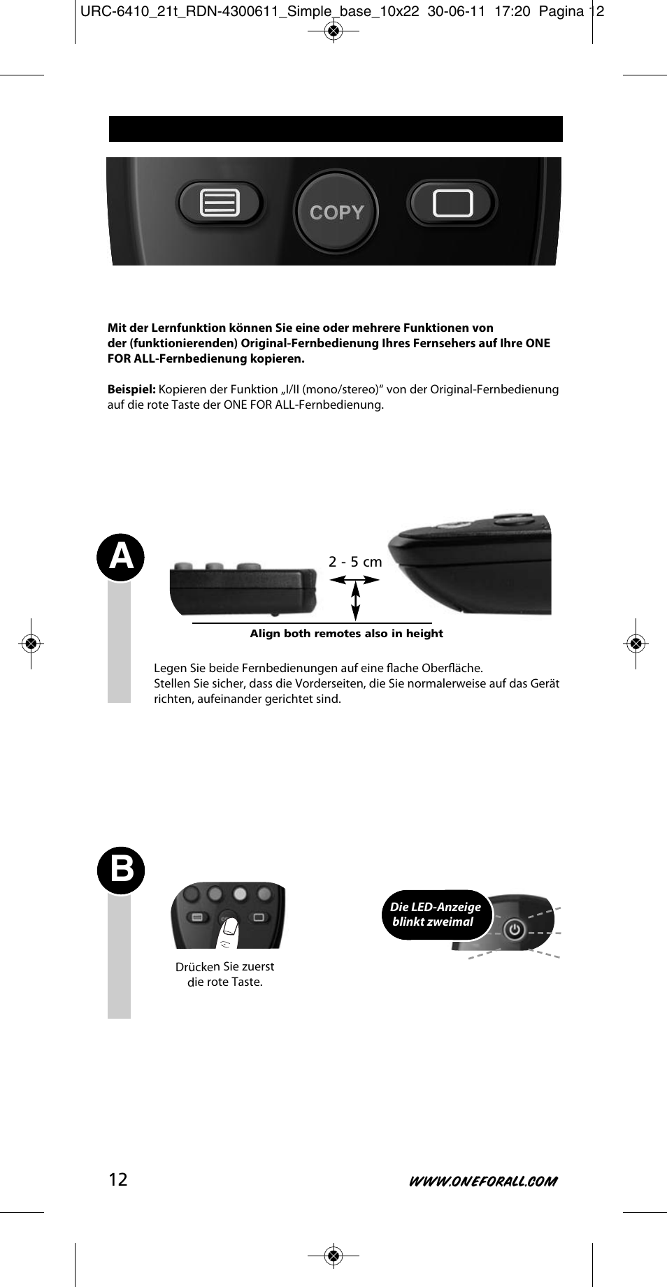 Lernen (copy) | One for All URC 6410 Simple TV User Manual | Page 13 / 120