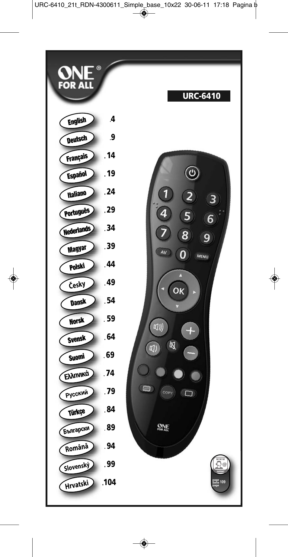 Urc-6410, Česky, Română | Hrvatski | One for All URC 6410 Simple TV User Manual | Page 2 / 120