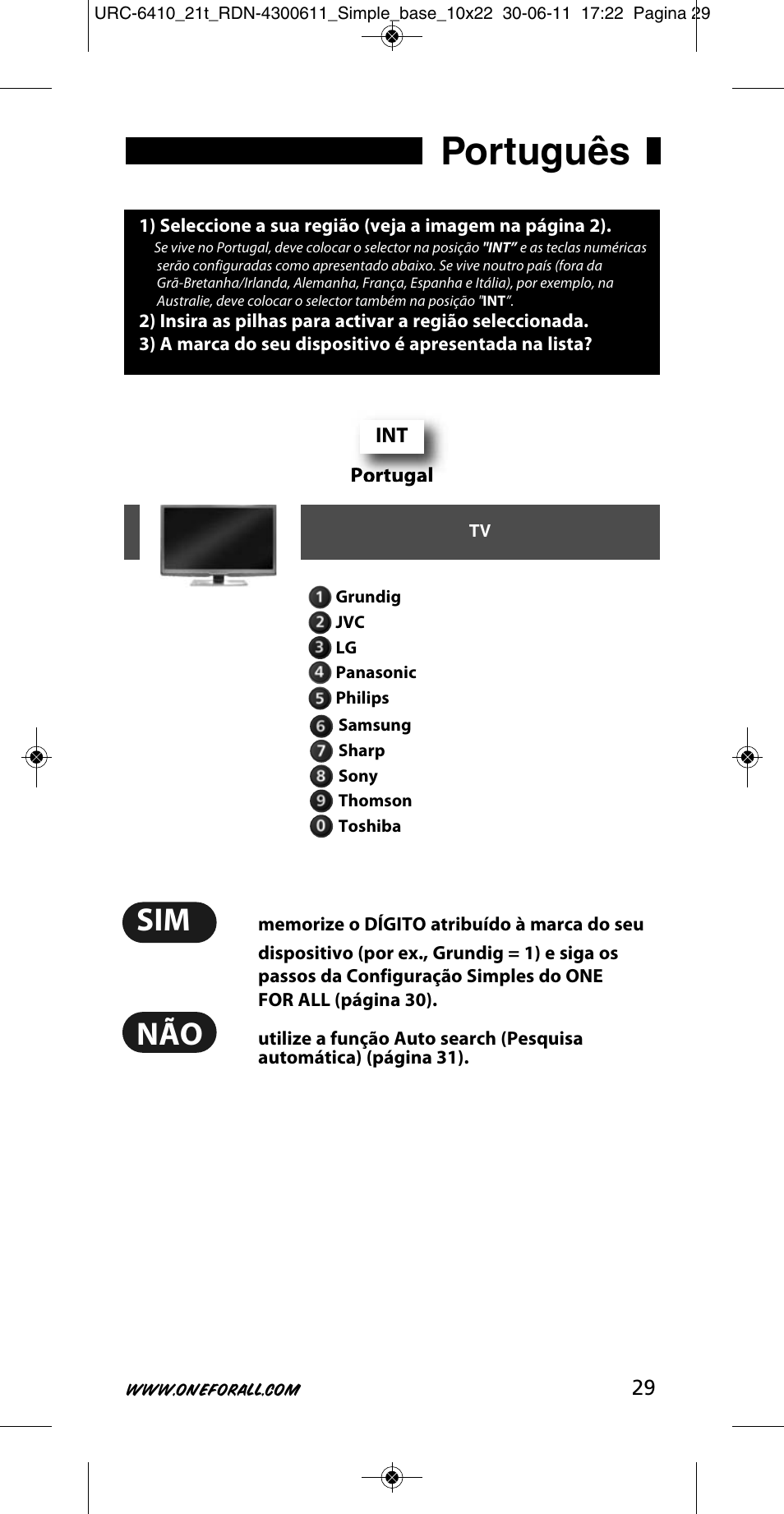 Português | One for All URC 6410 Simple TV User Manual | Page 30 / 120