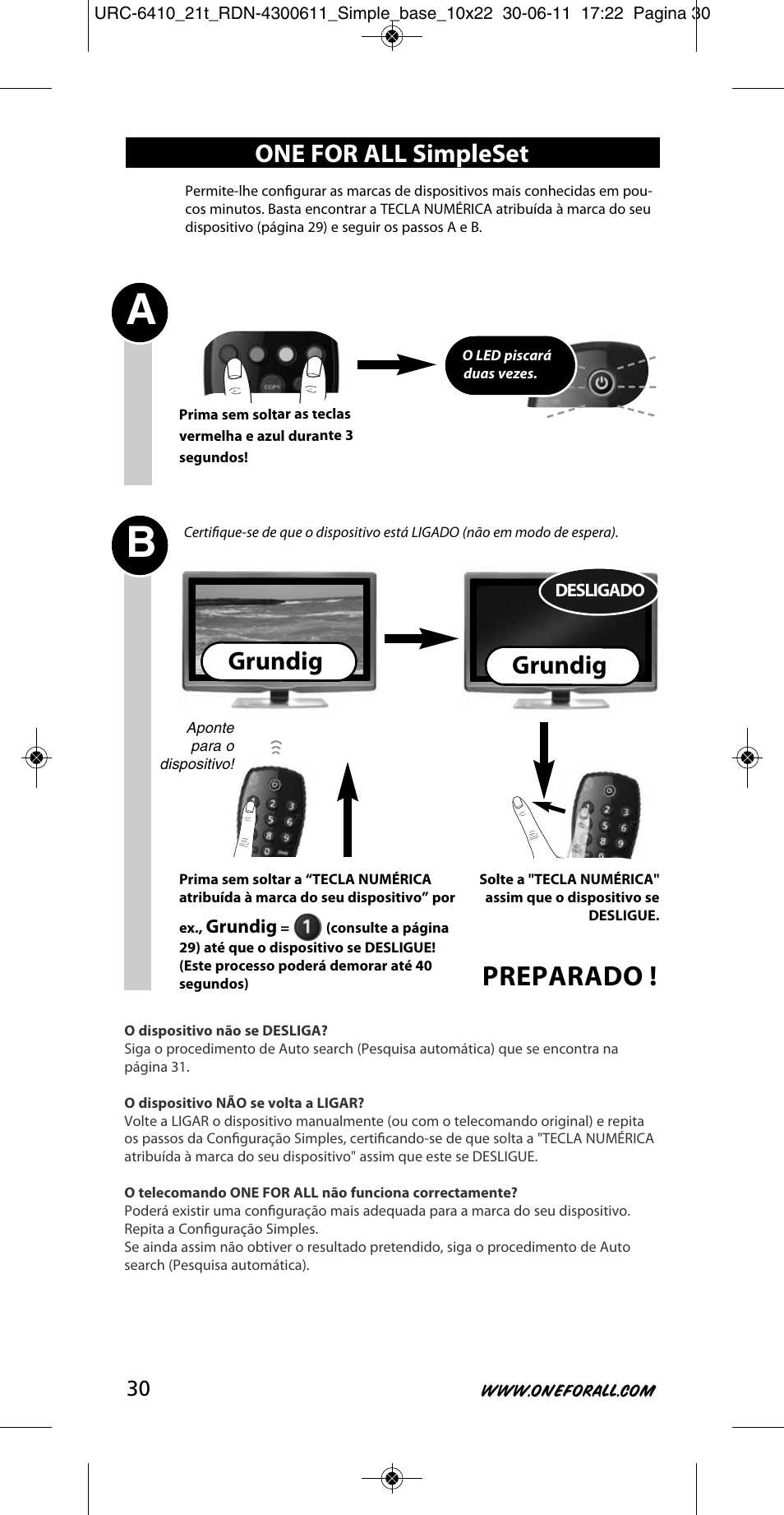 Preparado, Grundig, One for all simpleset | One for All URC 6410 Simple TV User Manual | Page 31 / 120