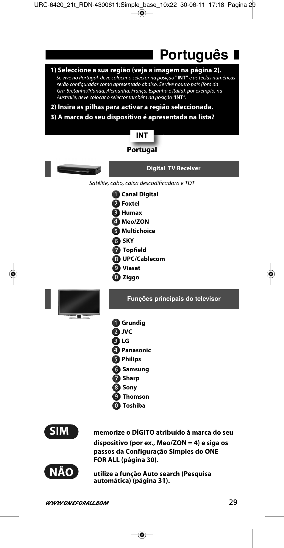 Português | One for All URC 6420 Simple 2 User Manual | Page 30 / 125