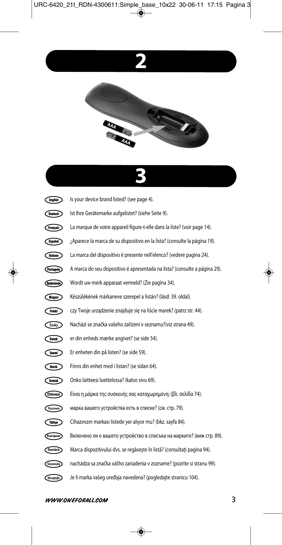 One for All URC 6420 Simple 2 User Manual | Page 4 / 125