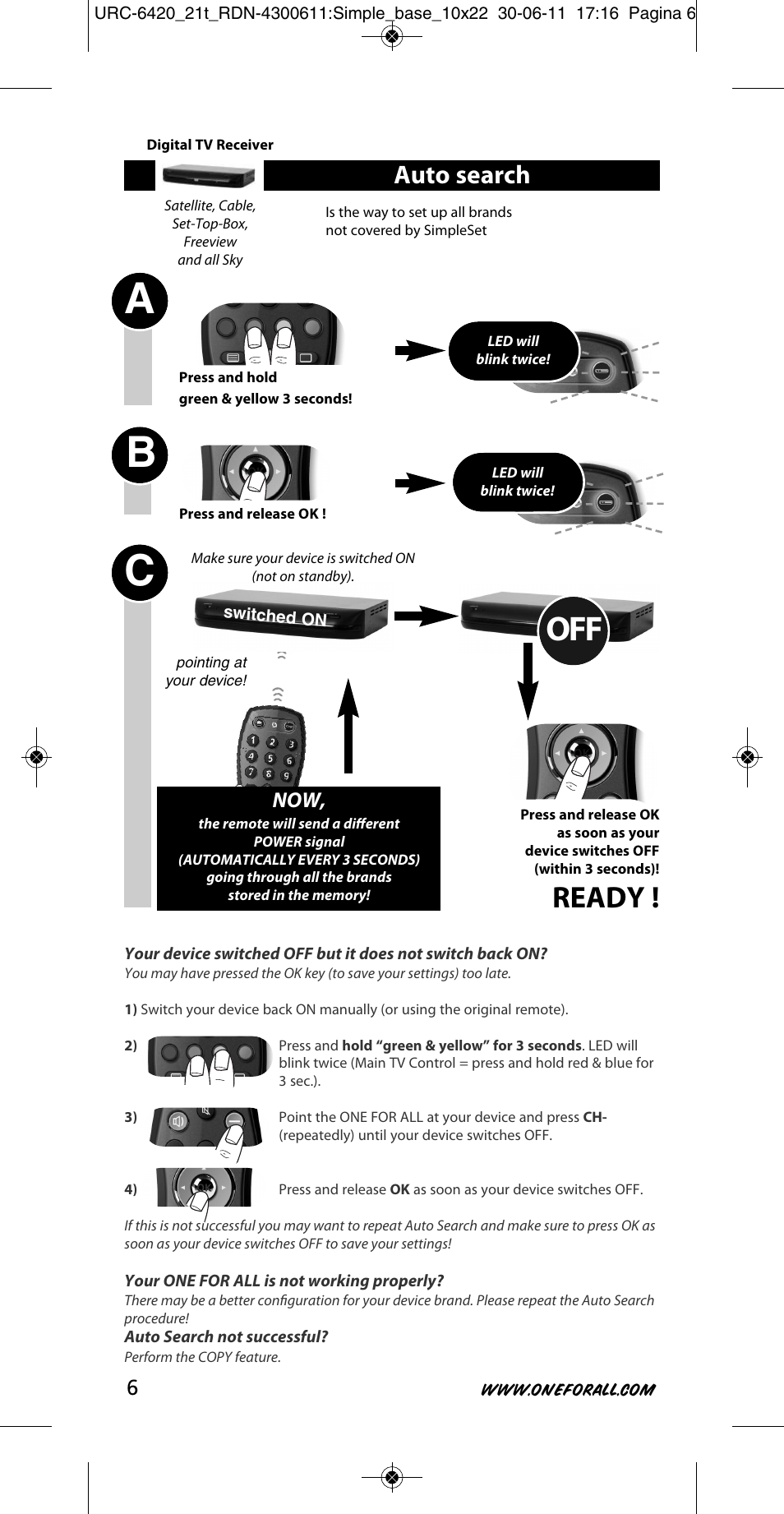 Ab c, Ready, Auto search | One for All URC 6420 Simple 2 User Manual | Page 7 / 125