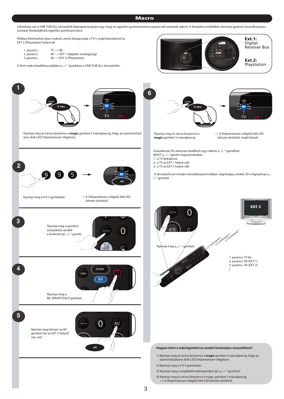 Macro, Ext.1: digital receiver box ext.2: playstation | One for All URC 7110 Essence TV User Manual | Page 101 / 146